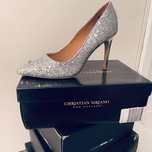 Christian Siriano silver glitter heels